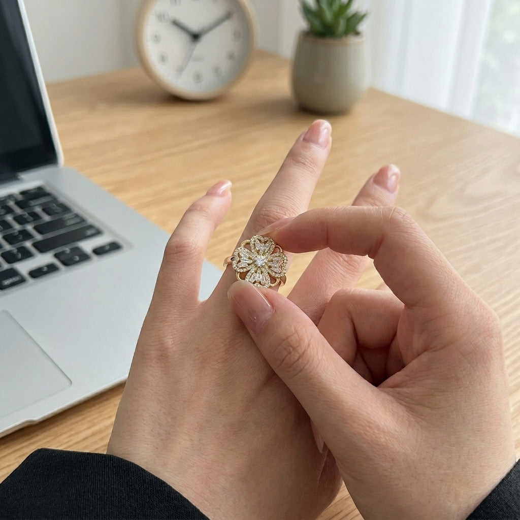 Rotating Clover Anxiety Ring