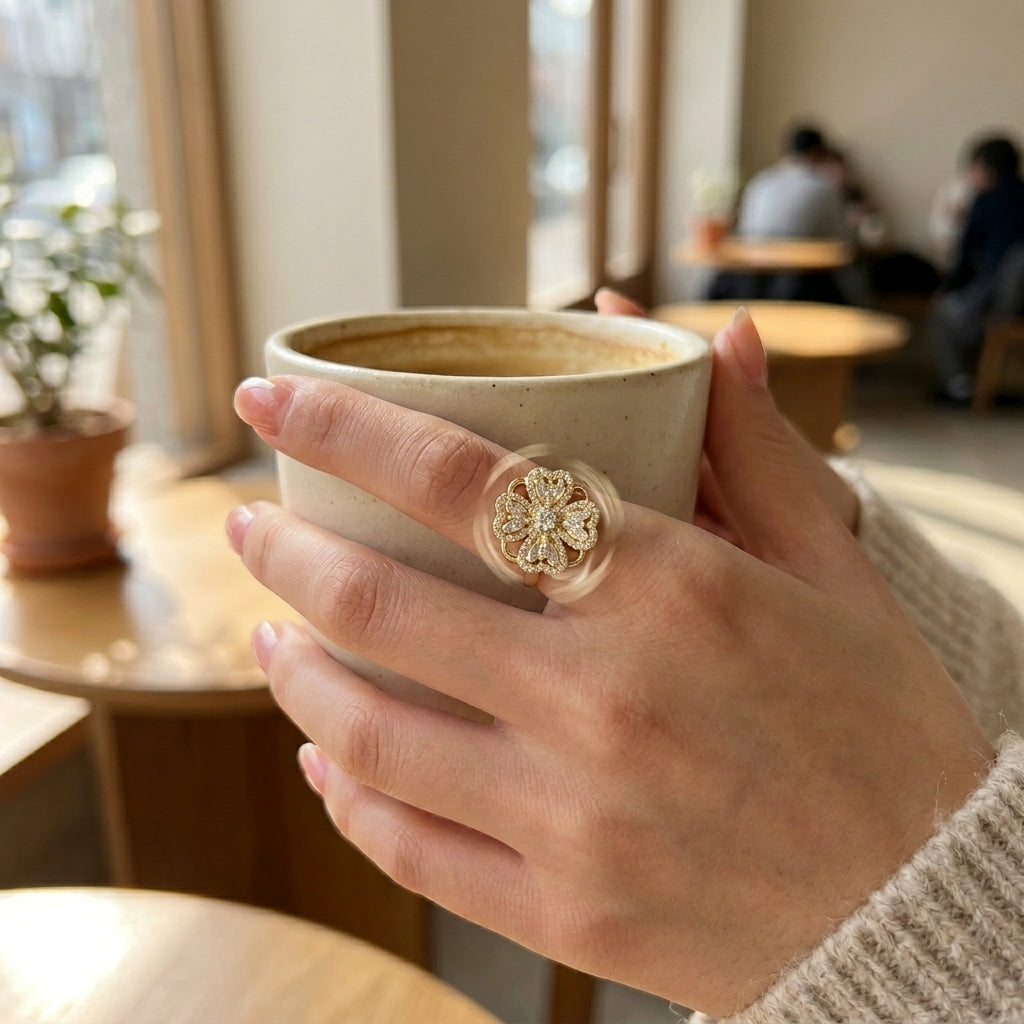 Rotating Clover Anxiety Ring