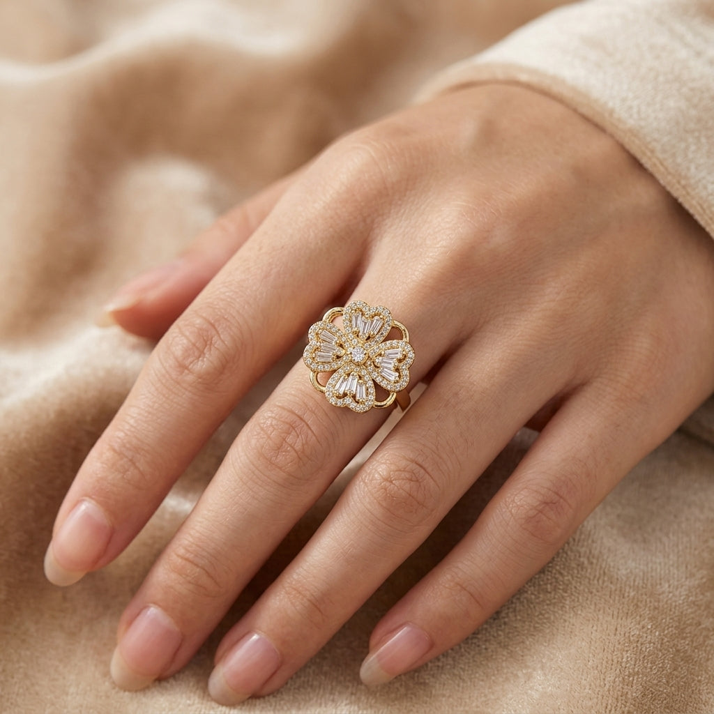 Rotating Clover Anxiety Ring
